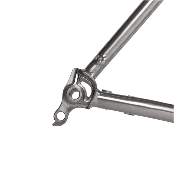 Bottom joiner paddle changer of the silver frameset of 2023 BOSSI bike