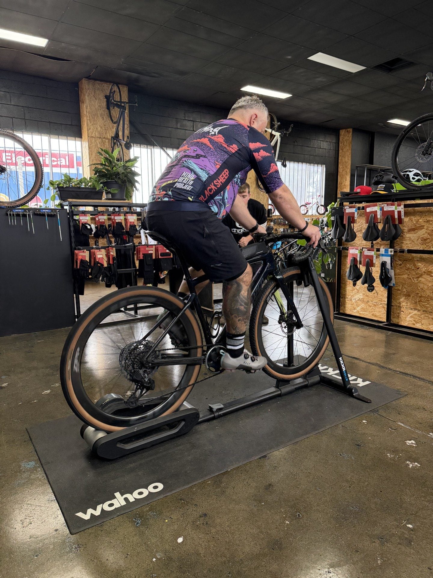 Side view of rider during a bike fit