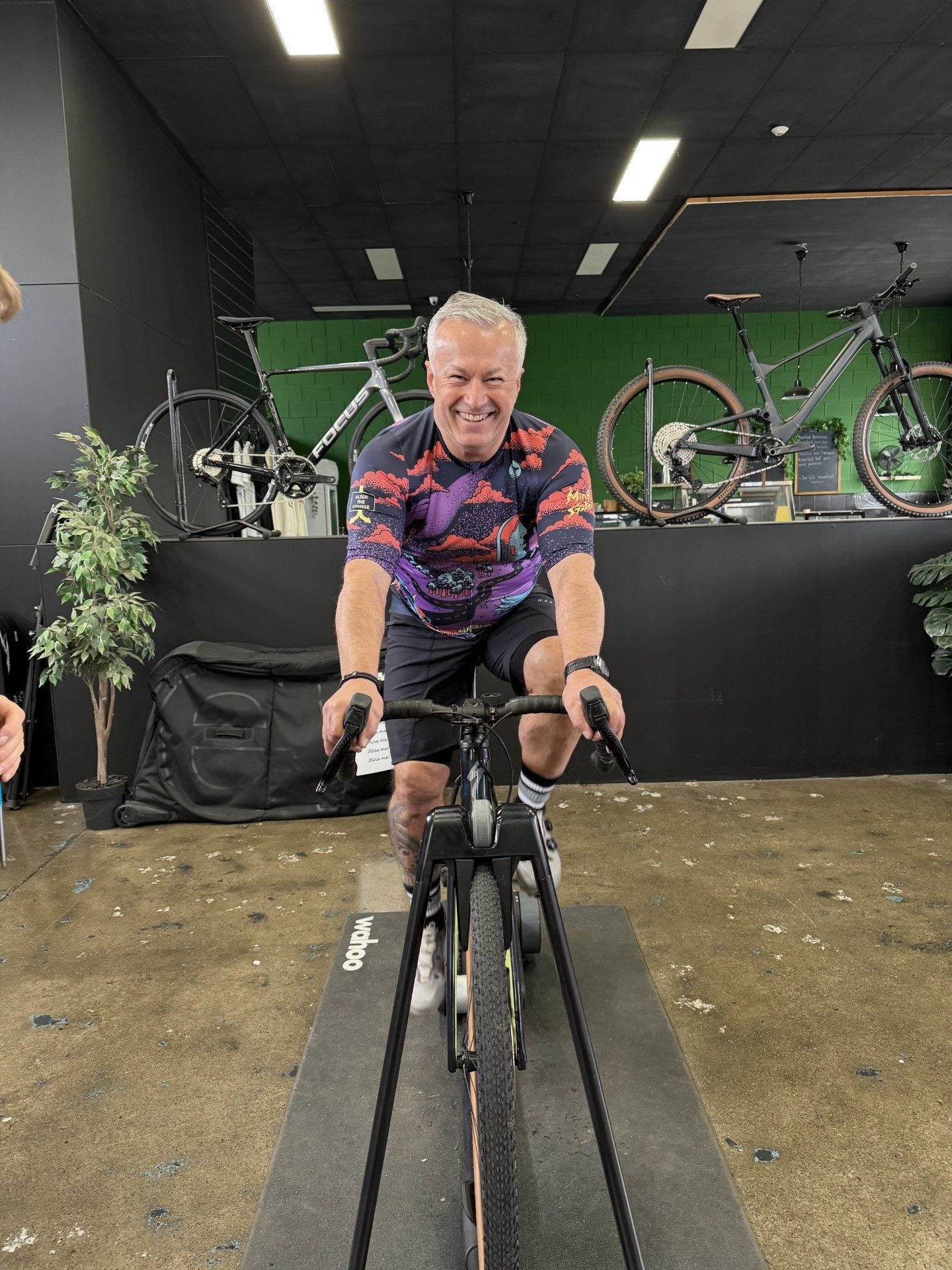 Rider smiling during a Bayside Cycles fit session